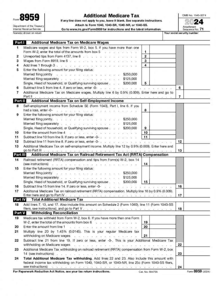 form 8959 Preview on Page 1