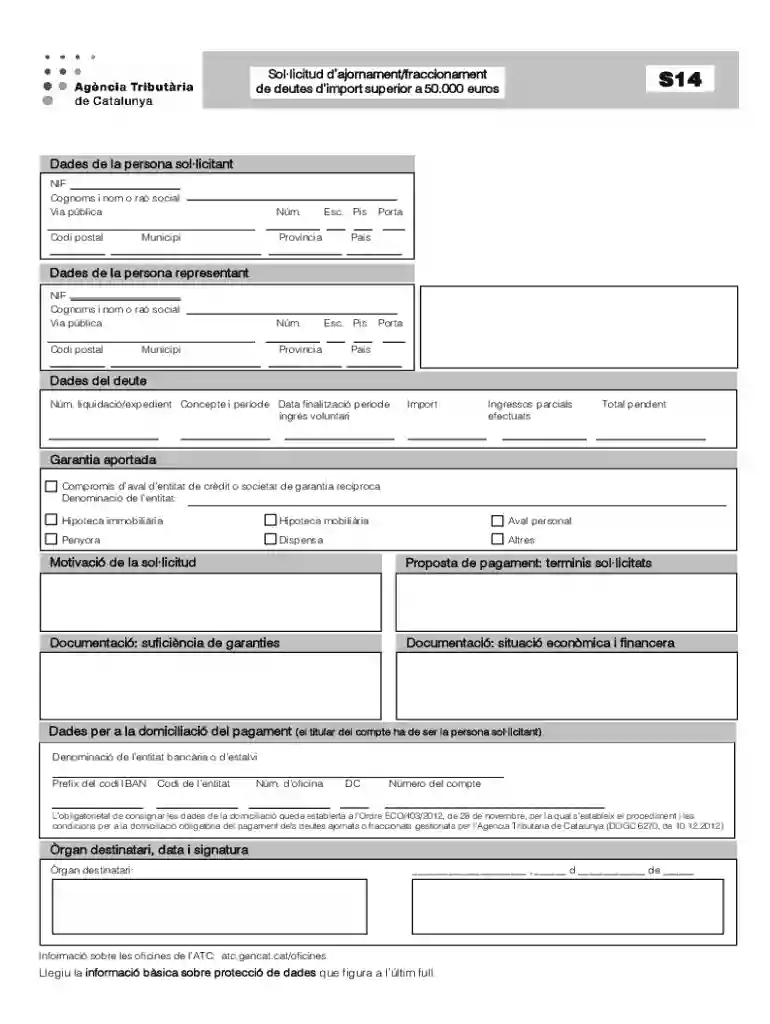 Datos de la persona solicitante Solicitud de aplazamiento Preview on Page 1