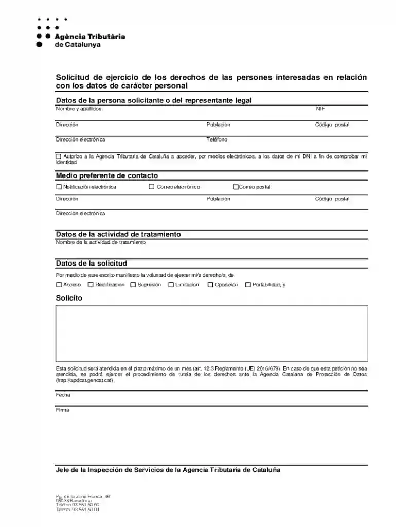 Solicitud de ejercicio de los derechos de las persones interesadas en relacin Preview on Page 1