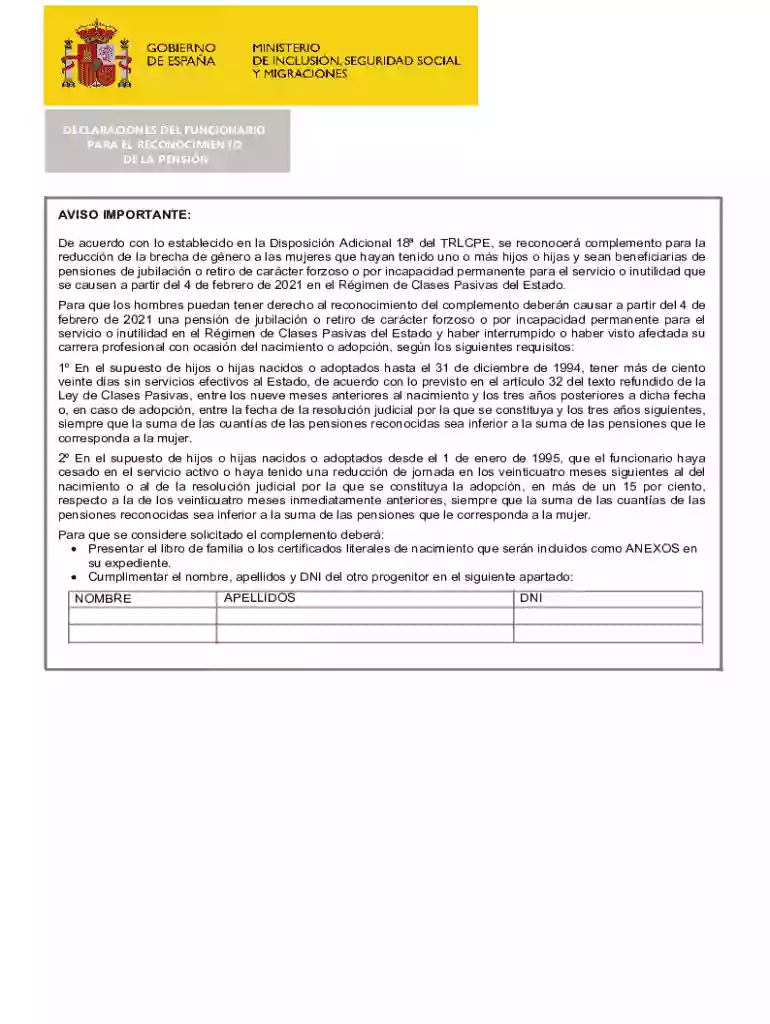 DECLARACIONES DEL FUNCIONARIO Preview on Page 1