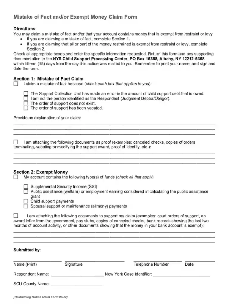 NY Exemption Claim Form Kit: Unlock Funds Fast Preview on Page 1