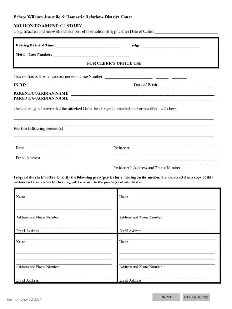Motion to Amend Custody Preview on Page 1