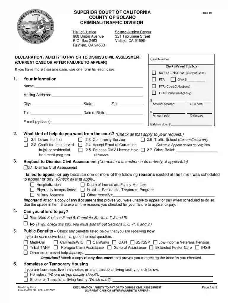 Traffic CourtSuperior Court of CaliforniaCounty of Solano Preview on Page 1