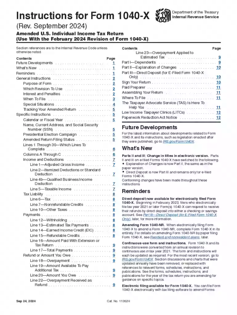 Instructions for Form 1040-X, Amended U S Individual Income Preview on Page 1