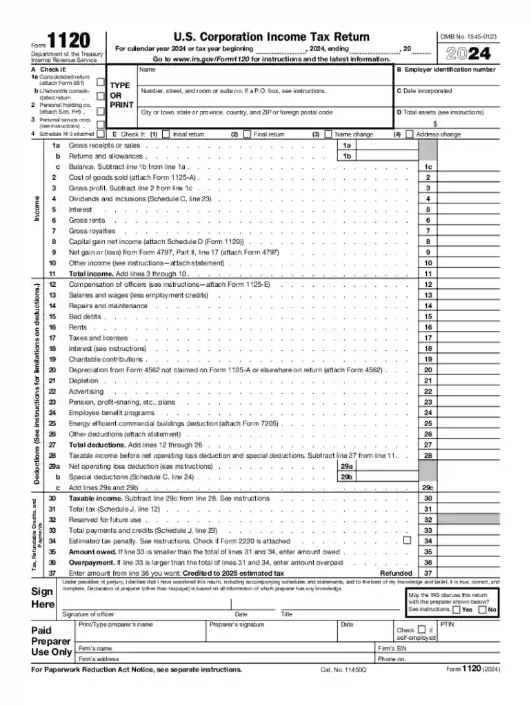 free fillable 1120 Preview on Page 1
