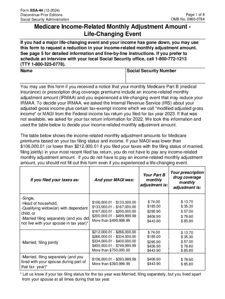 ssa form 44 Preview on Page 1