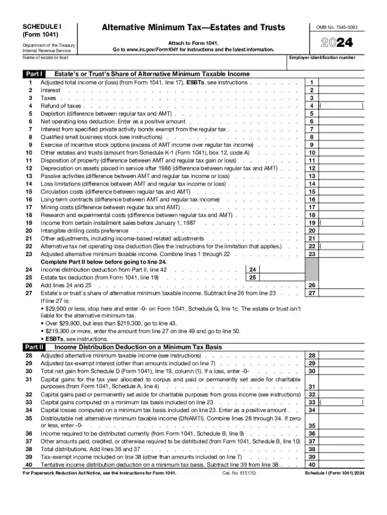 irs schedule i form 1041 Preview on Page 1