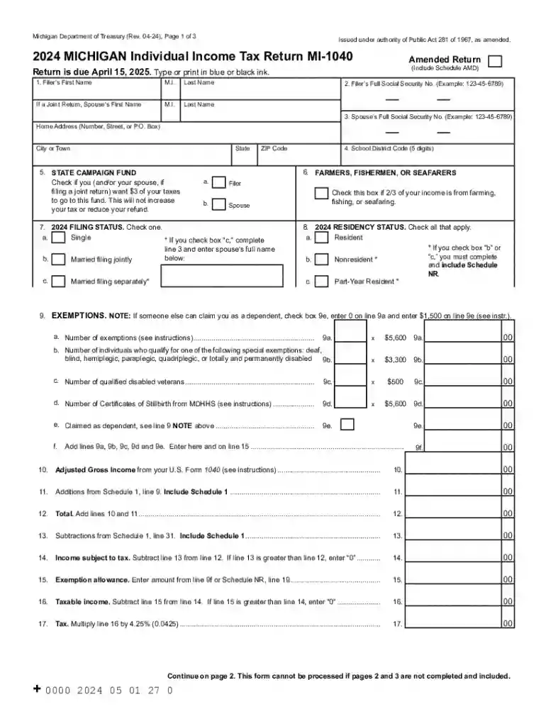 4119, Statement of Michigan Income Tax Withheld for Preview on Page 1