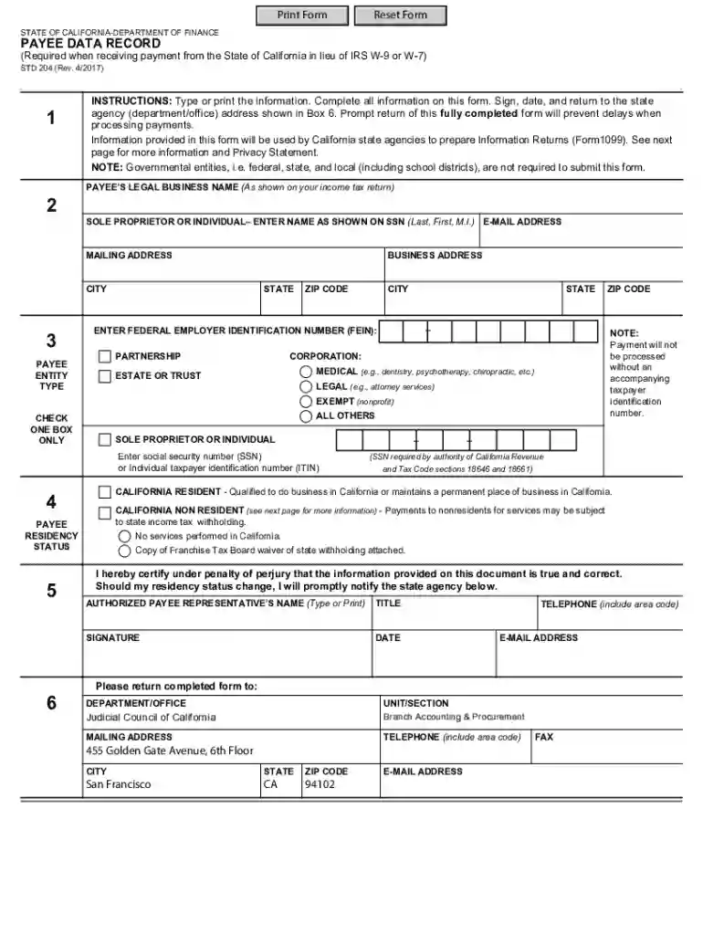 2012-2024 Form CA STD 204 Fill Online, Printable, Fillable Preview on Page 1