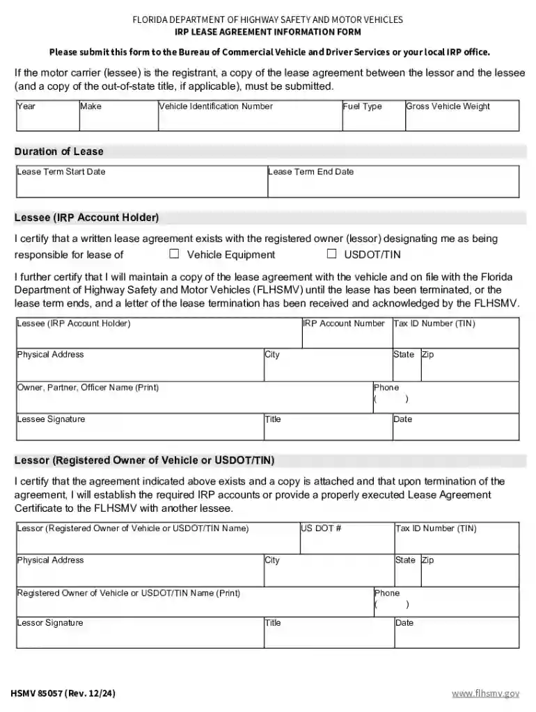 Irp Lease Agreement Information Form Preview on Page 1