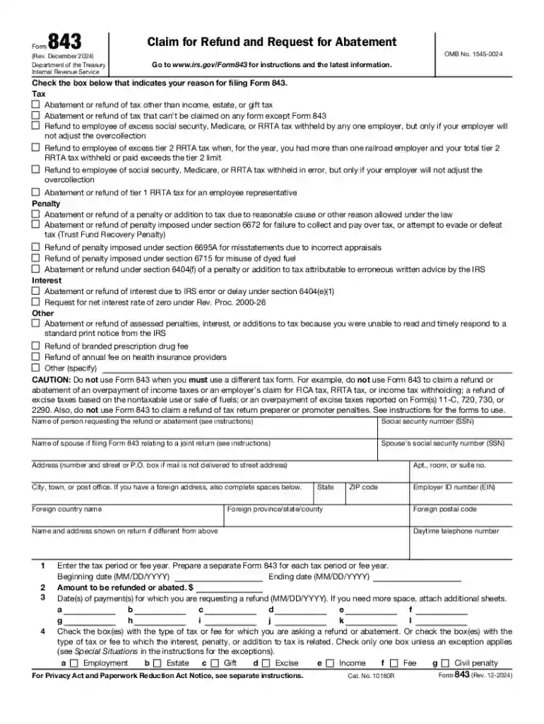 irs form 843 Preview on Page 1