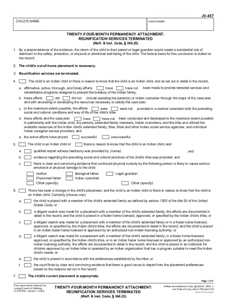 California JV-457 Form Preview on Page 1