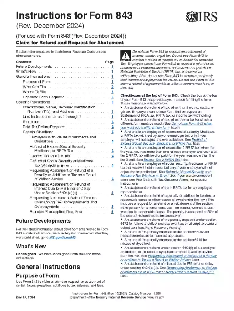 fillable form 843 Preview on Page 1