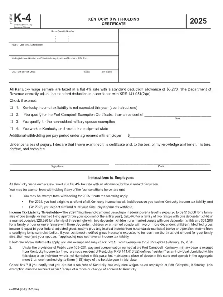 ky state tax withholding form 2025 Preview on Page 1