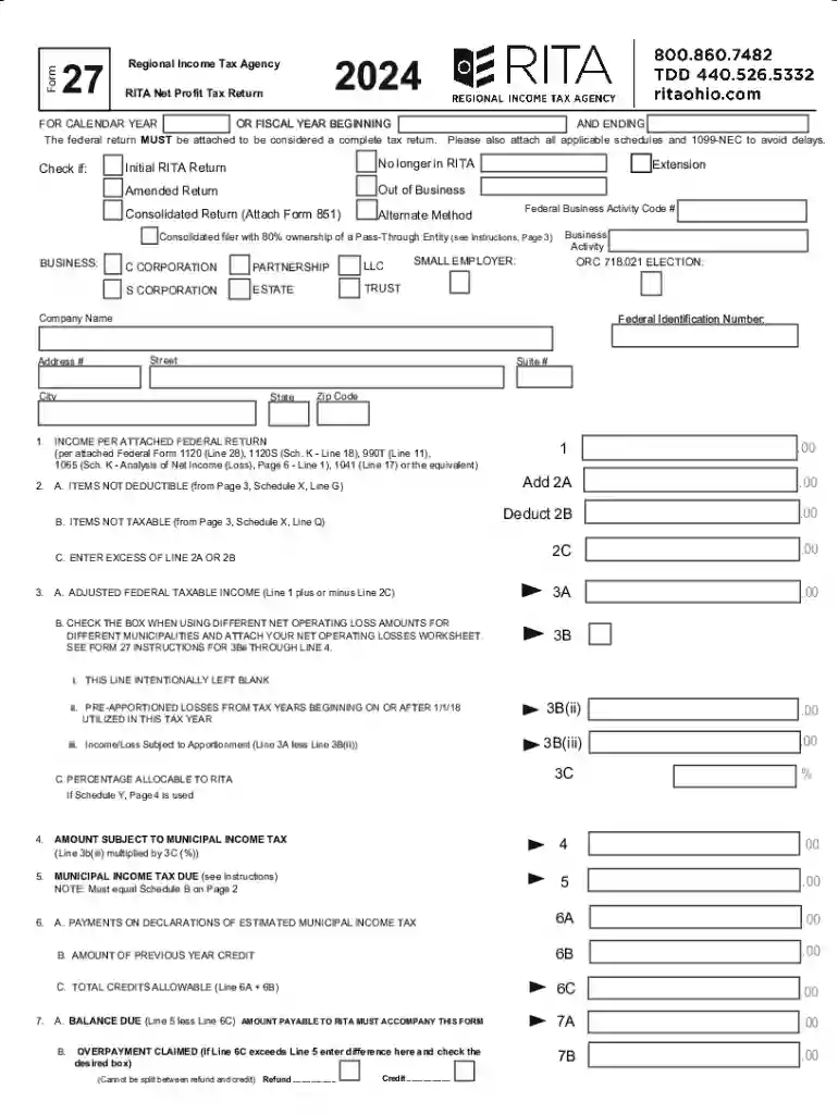 Rita Net Profit Tax Return Preview on Page 1