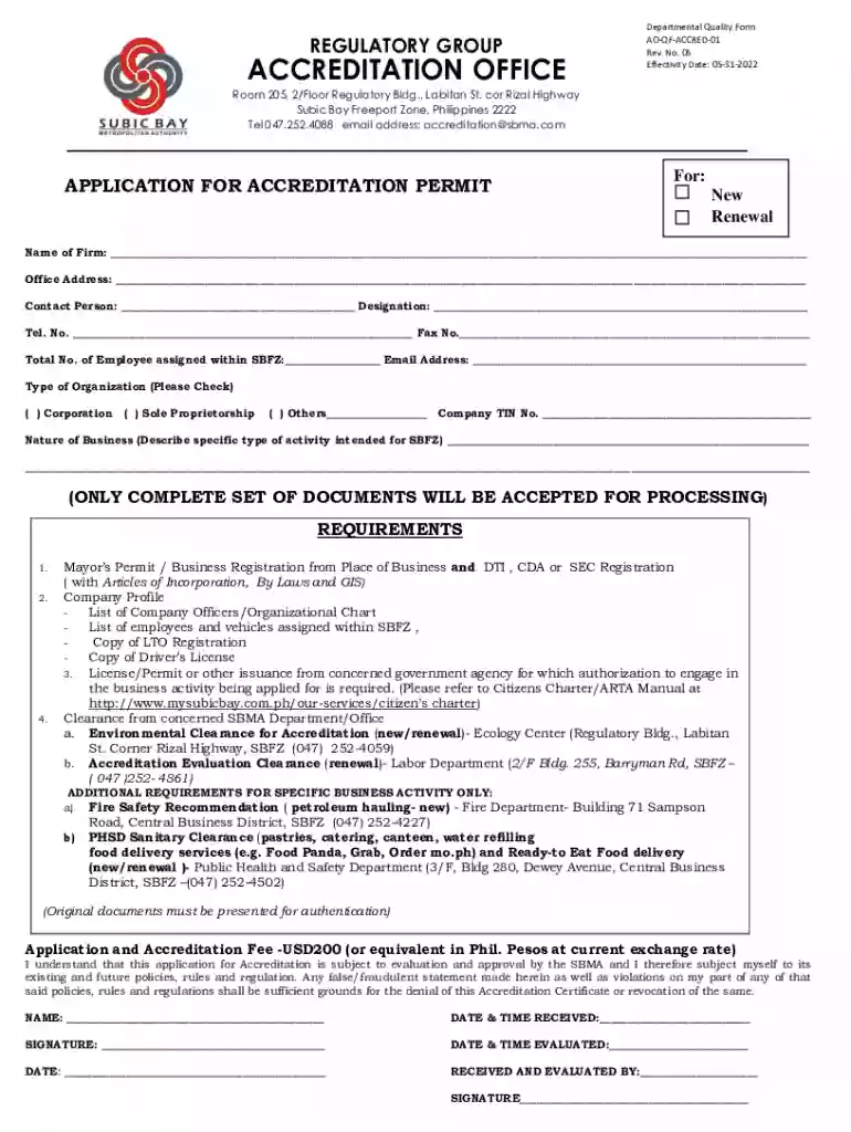 application for accreditation permit Preview on Page 1