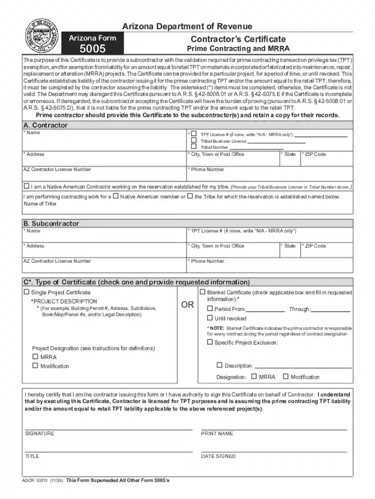 az form 5005 Preview on Page 1