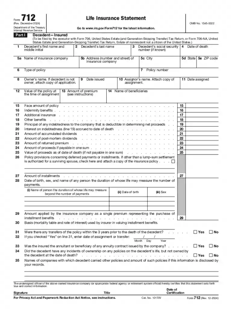 form 712 Preview on Page 1