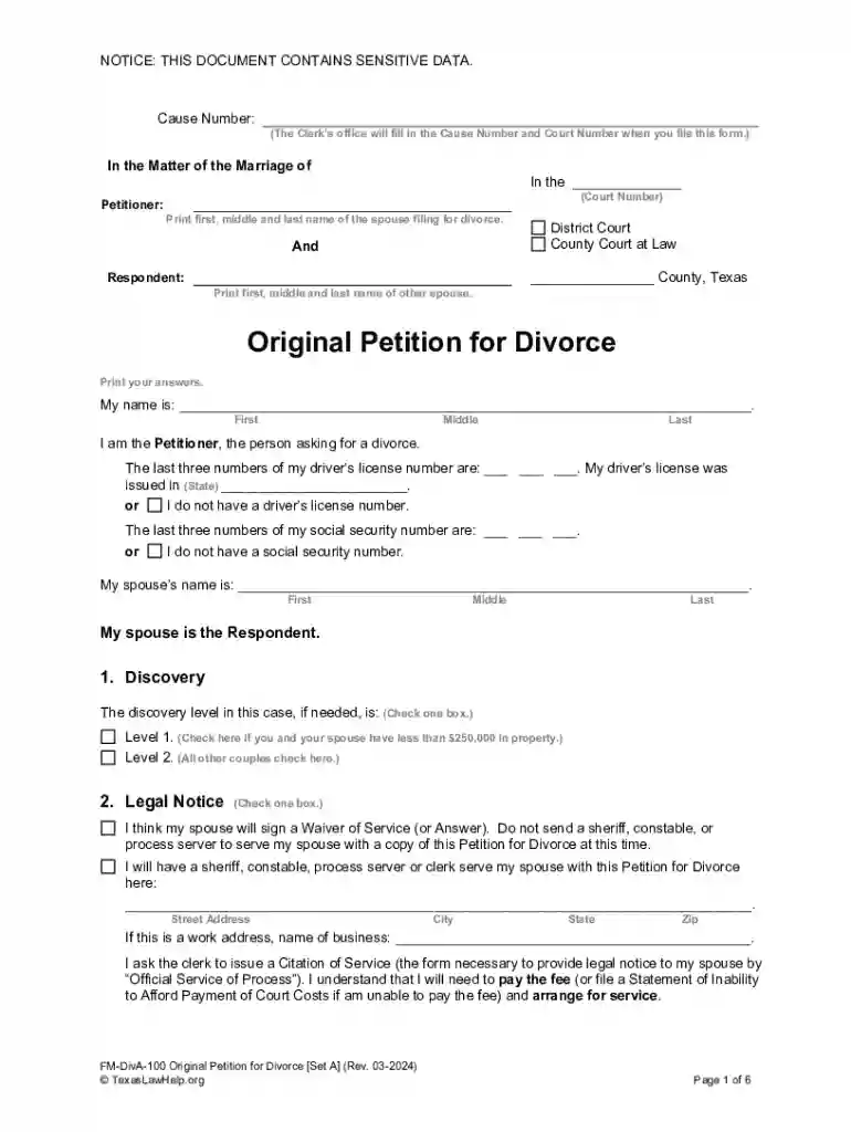 Im wanting to file for divorce We have no children I Preview on Page 1