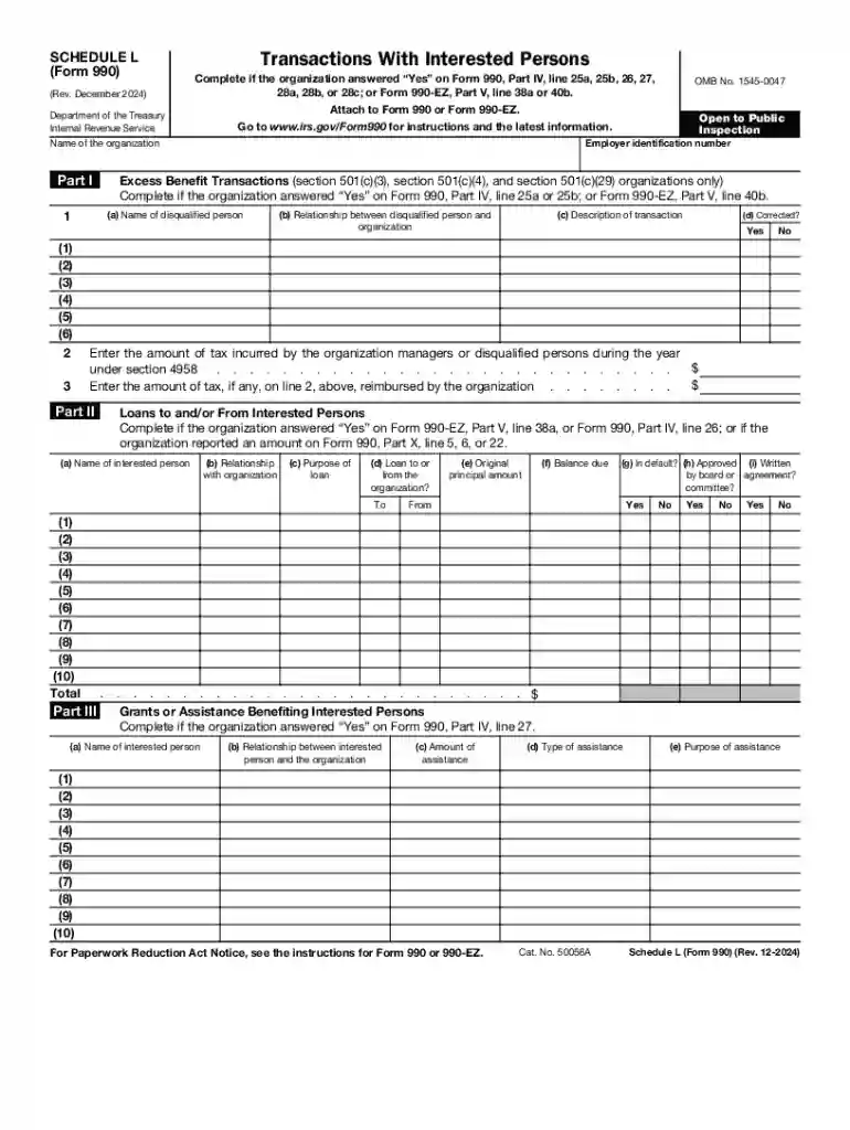 Complete if the organization answered Yes on Form 990, Part IV, line 25a, 25b, 26, 27, Preview on Page 1