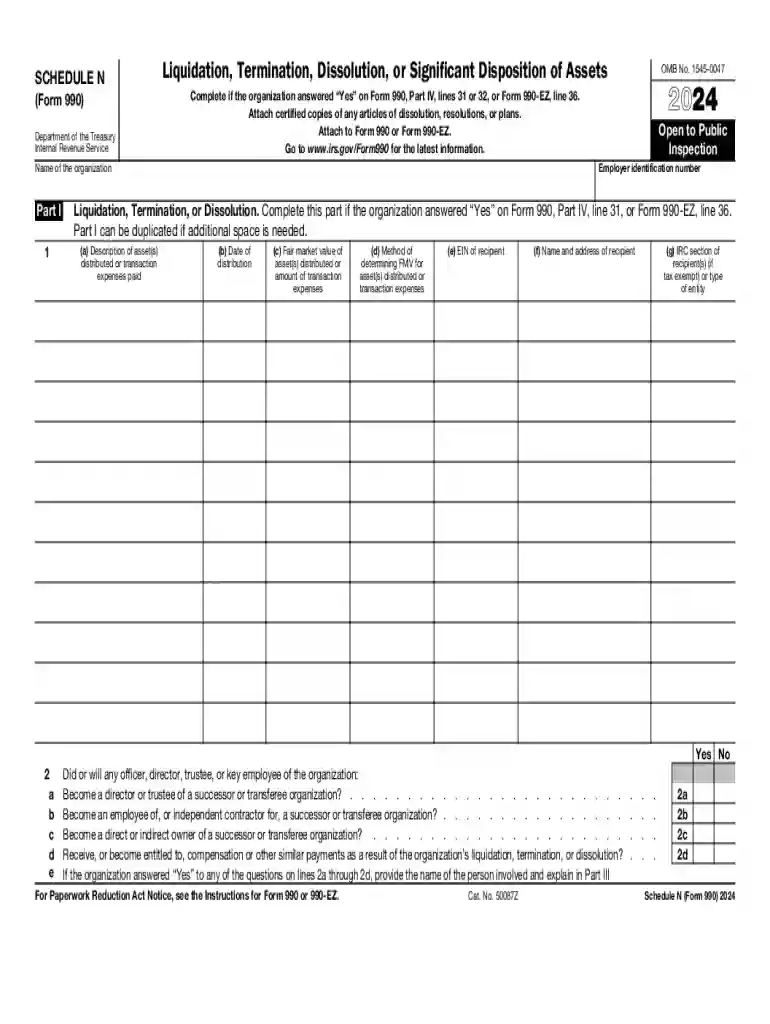 Complete if the organization answered Yes on Form 990, Part IV, lines 31 or 32, or Form 990-EZ, line Preview on Page 1