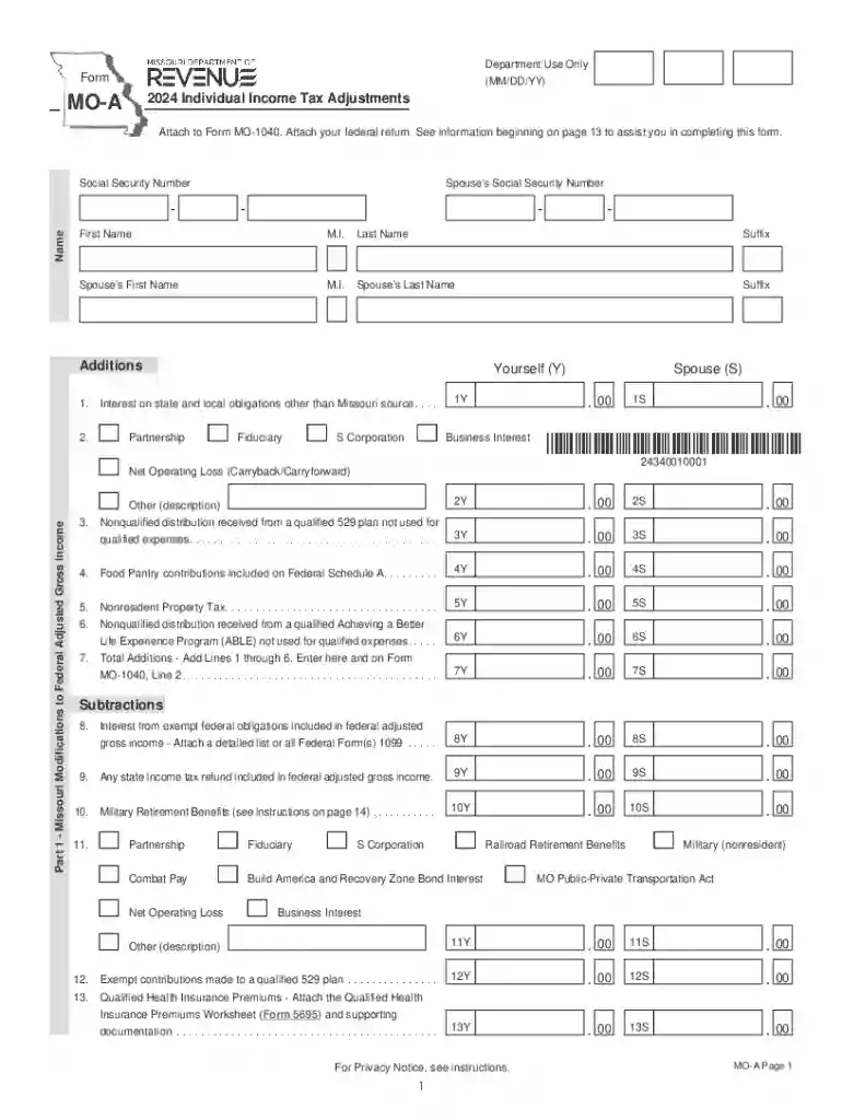 2024 Individual Income Tax Adjustments Preview on Page 1
