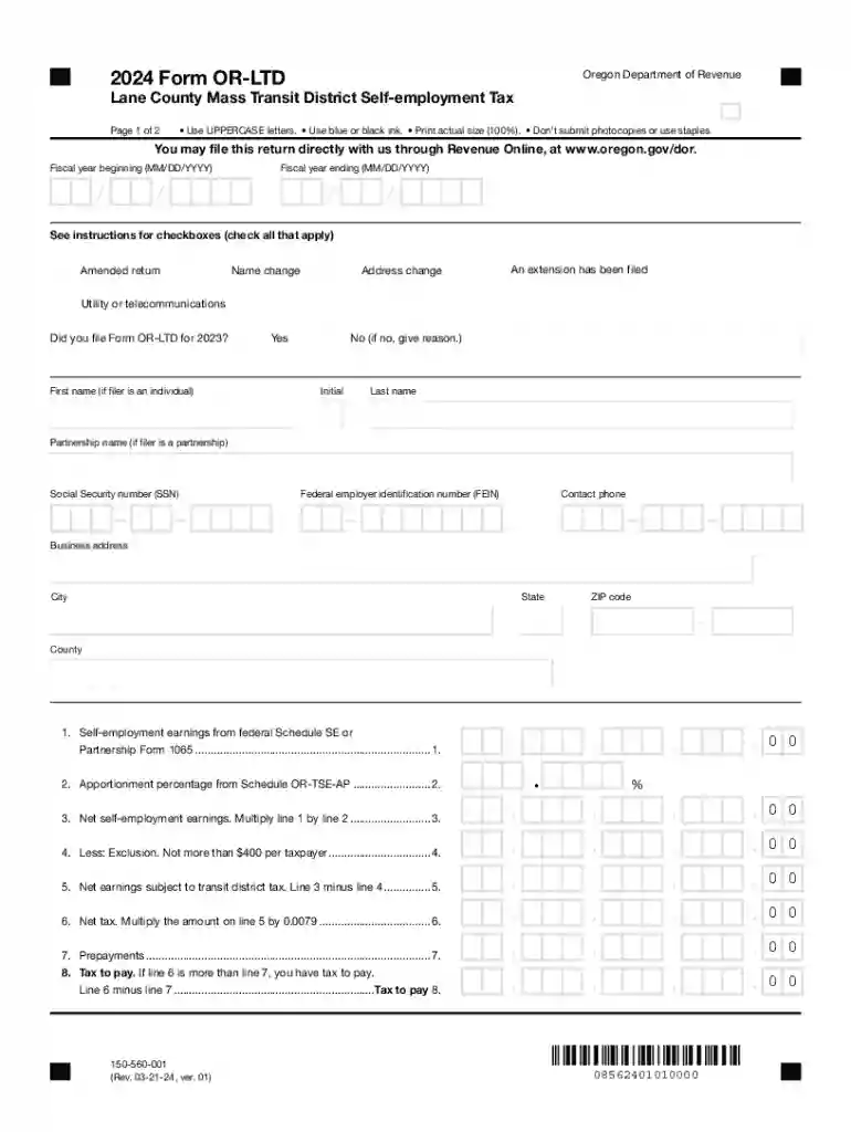 2024 Form OR-LTD Preview on Page 1