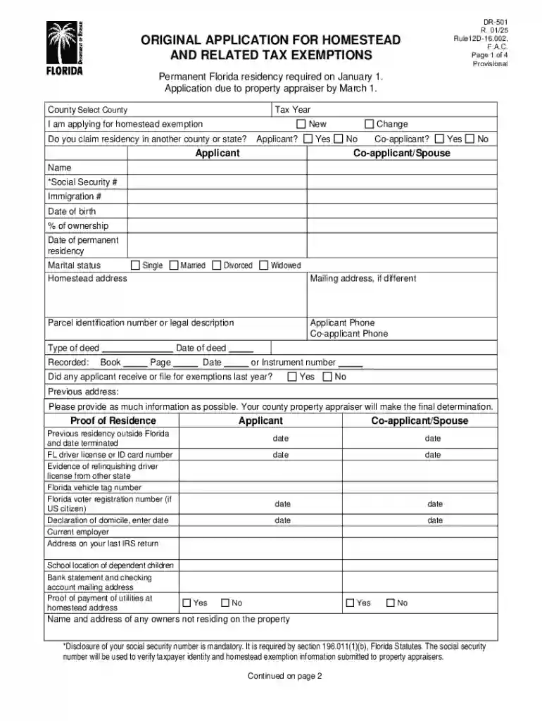 homestead application florida Preview on Page 1