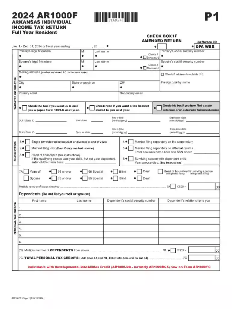 arkansas form ar1000f instructions Preview on Page 1