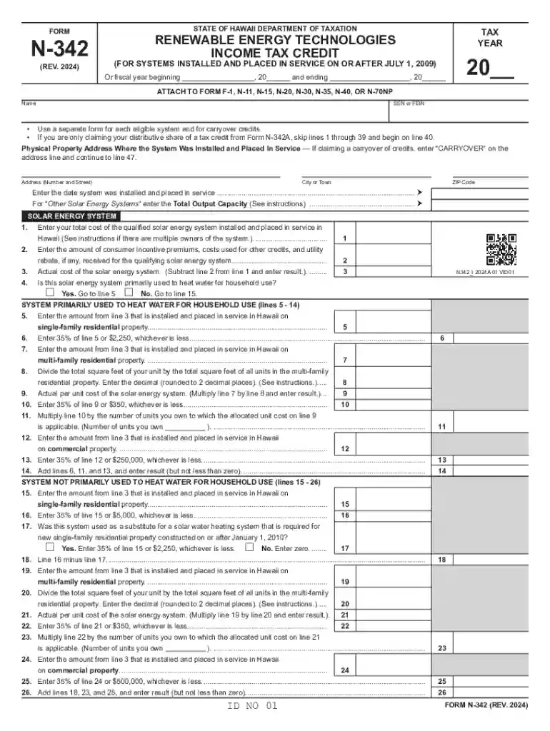 hawaii tax form n 342 Preview on Page 1