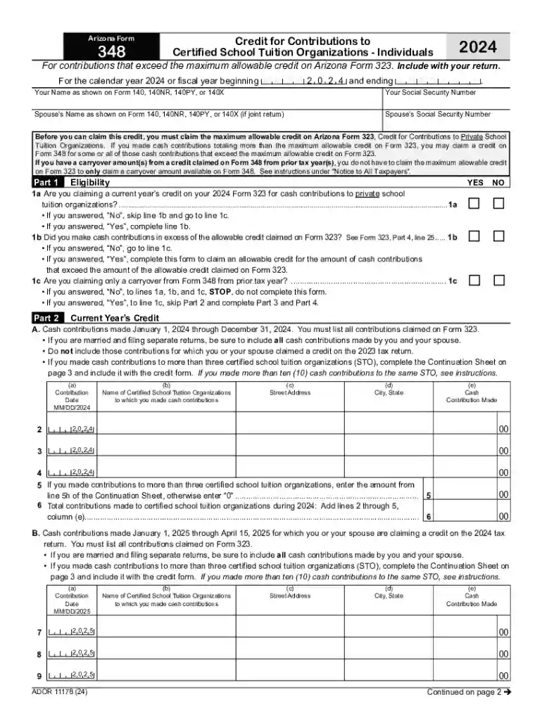 Arizona Form 348 Preview on Page 1