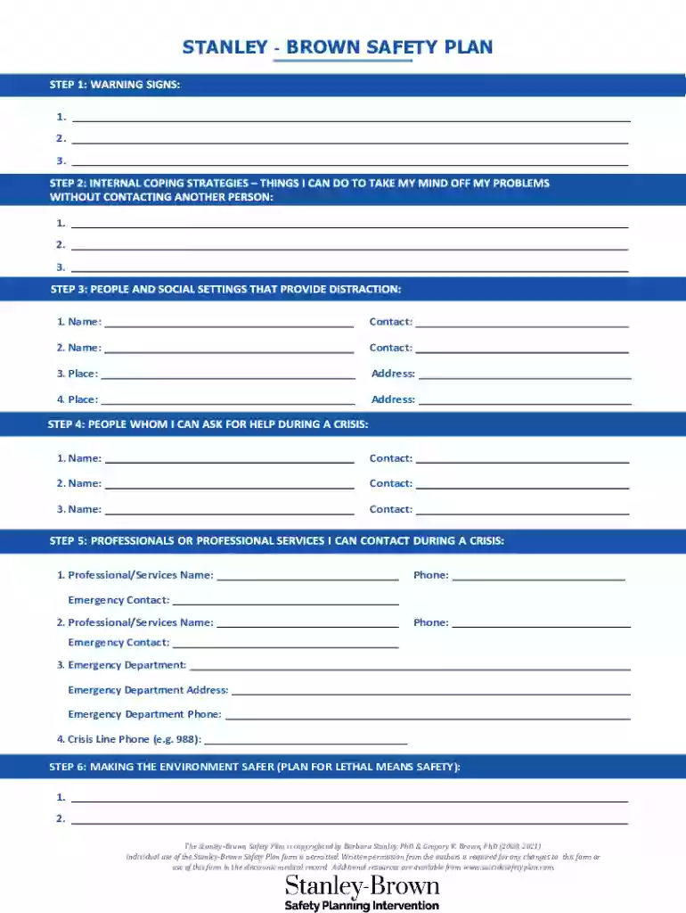 printable safety plan Preview on Page 1