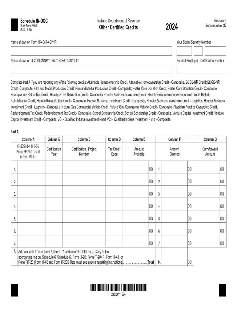 Schedule IN-OCC Preview on Page 1