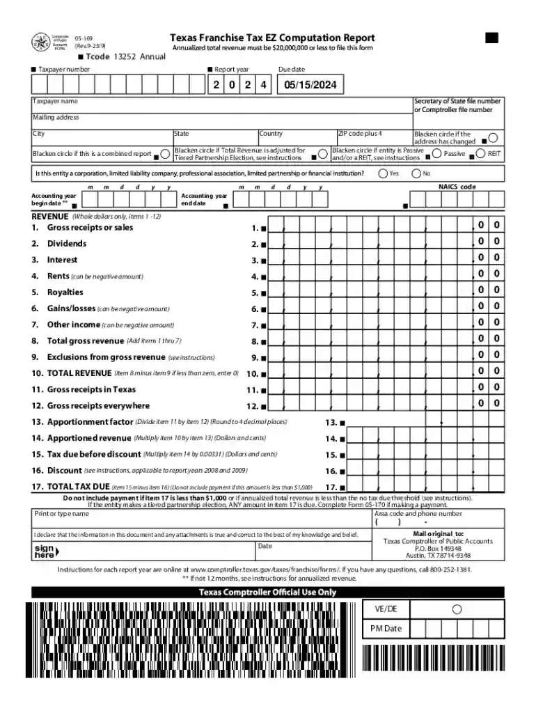 form 05 169 ez Preview on Page 1