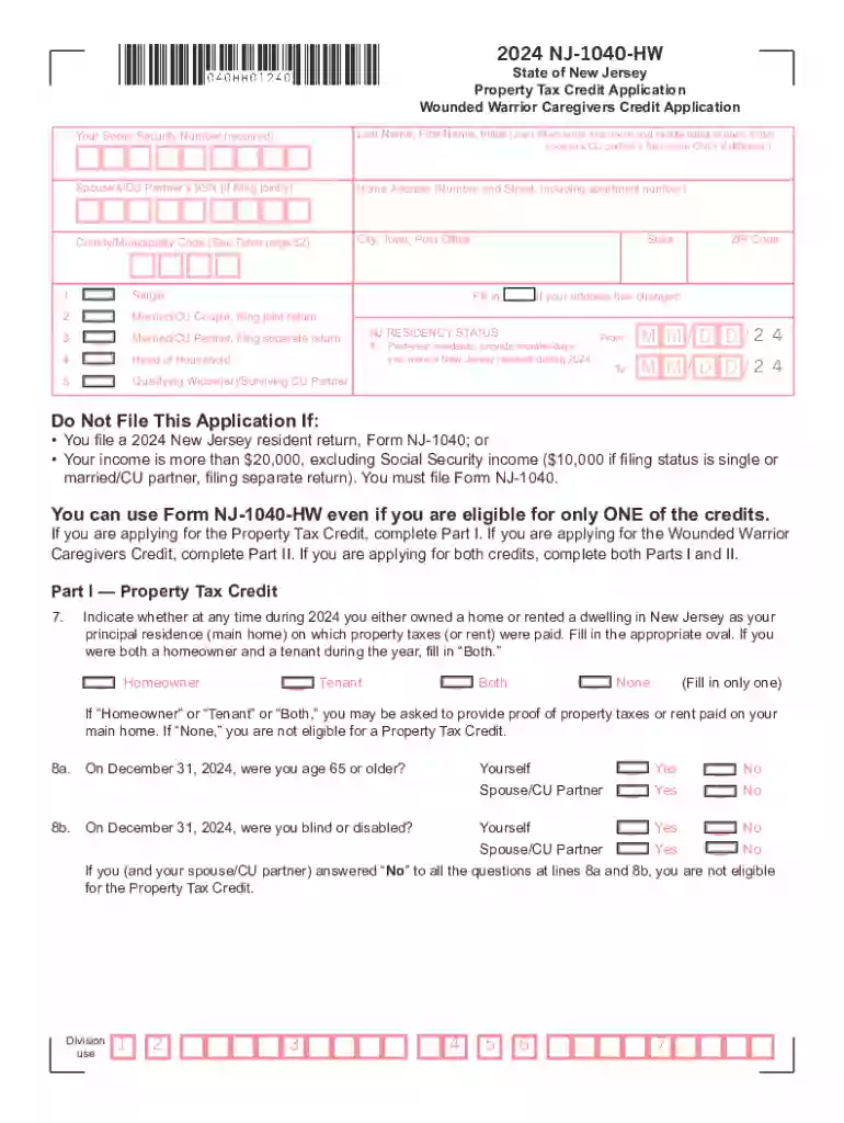 2024 nj 1040 hw Preview on Page 1