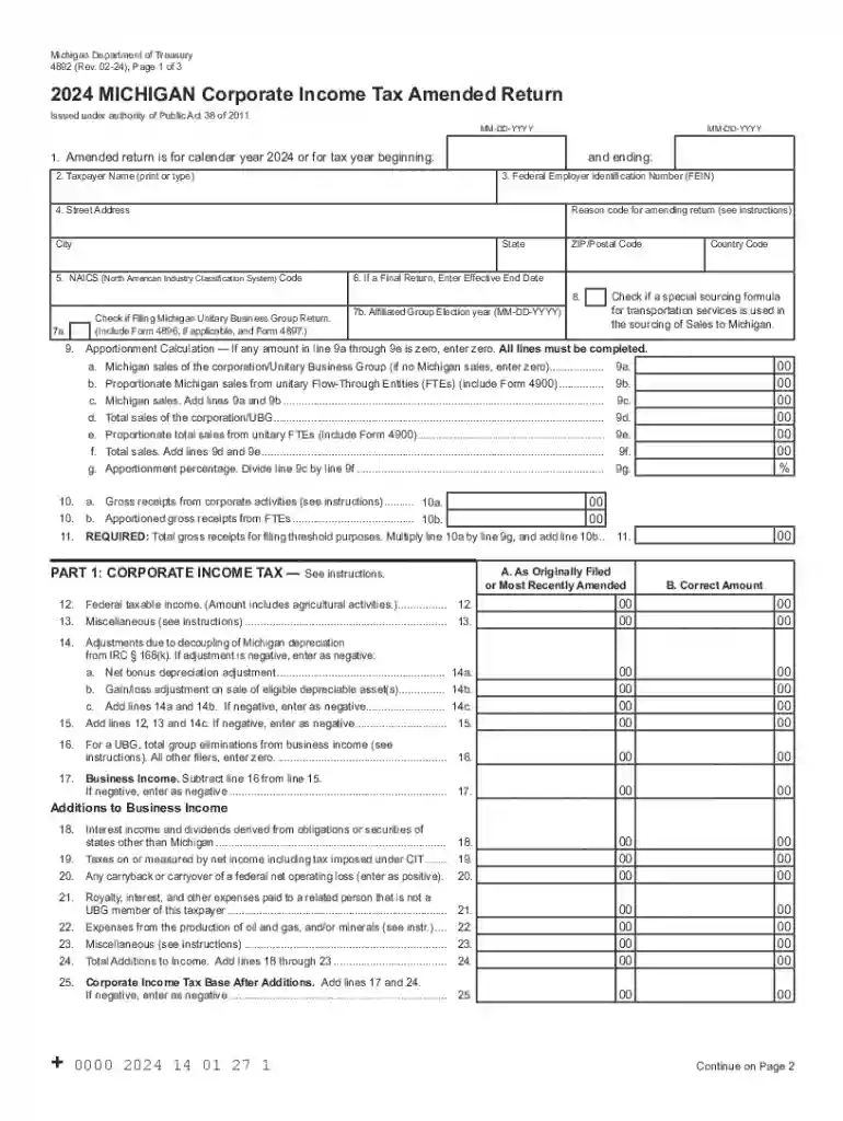 2024 michigan form Preview on Page 1