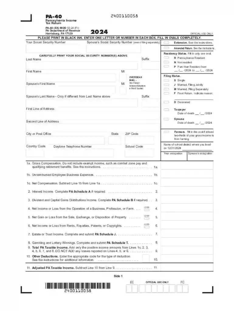 pa 40 tax form Preview on Page 1