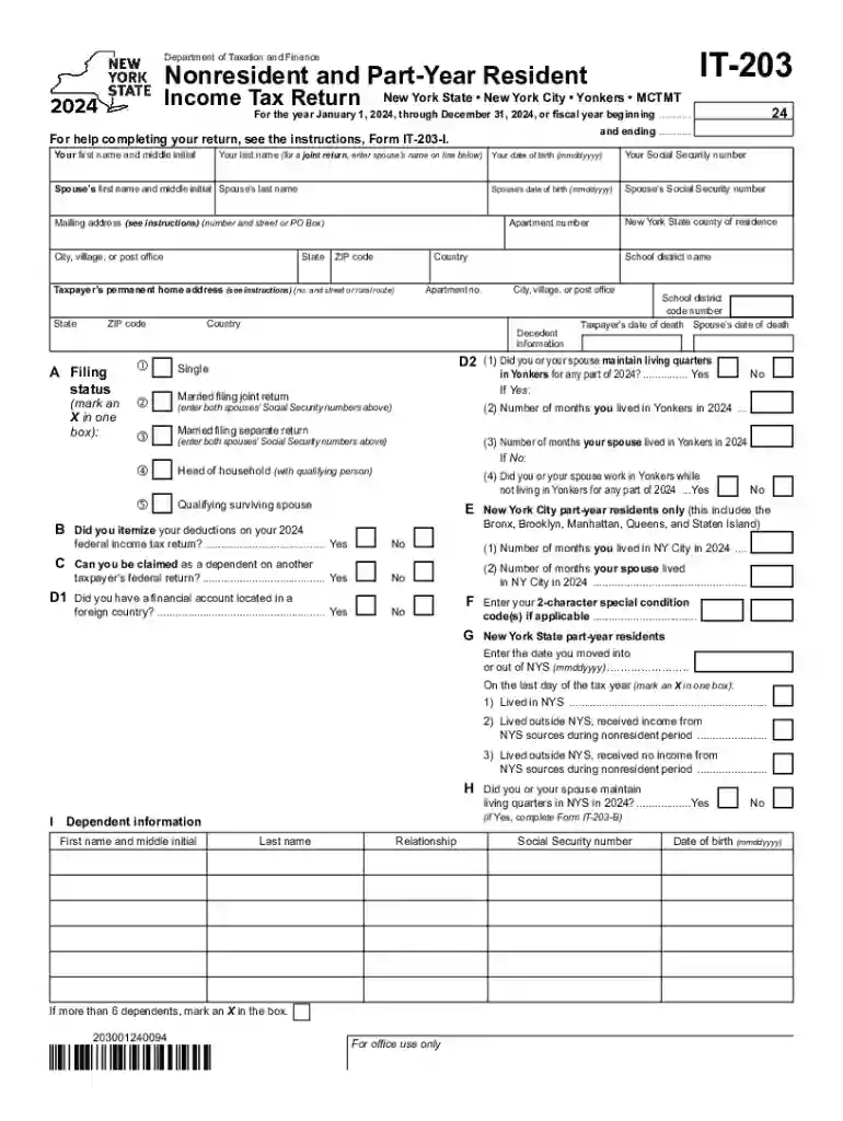 203 tax return Preview on Page 1