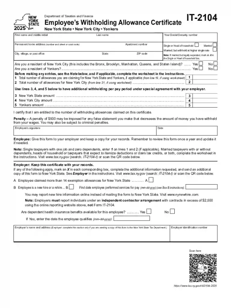employee's withholding allowance certificate new york Preview on Page 1