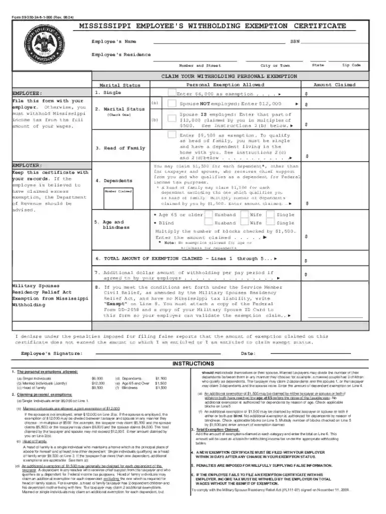 state withholding forms mississippi Preview on Page 1