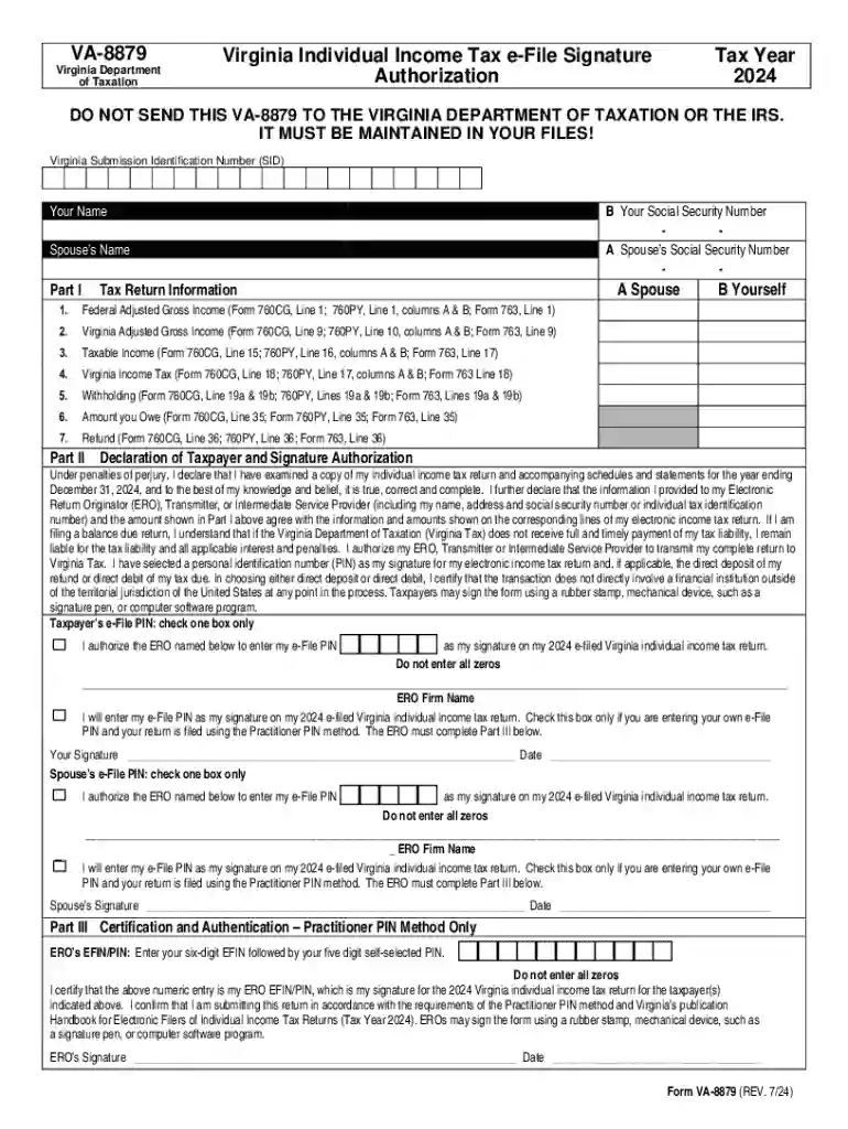 Virginia Individual Income Tax Declaration for Electronic Filing Preview on Page 1