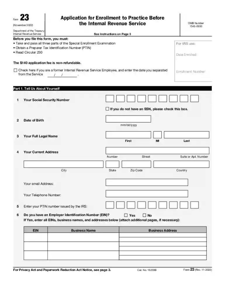 Form 23 (Rev 11-2022) Preview on Page 1