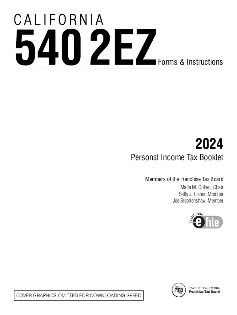 2024 Forms and Instructions 540 2EZ California Resident Income Tax Return Preview on Page 1