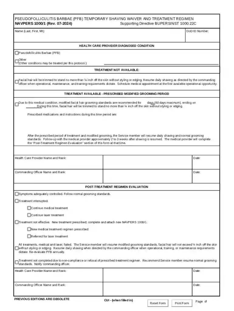 air force shaving waiver form Preview on Page 1
