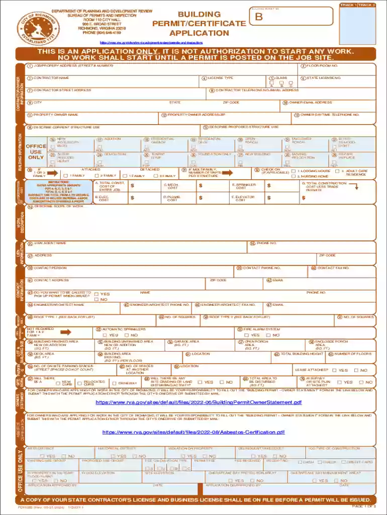 Building Permit certificate Application Preview on Page 1
