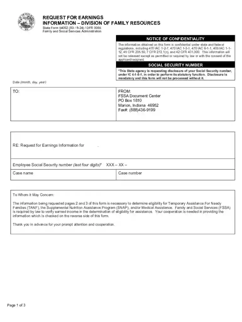 State Form 54092 - Fill Online, Printable, Fillable, Blank Preview on Page 1