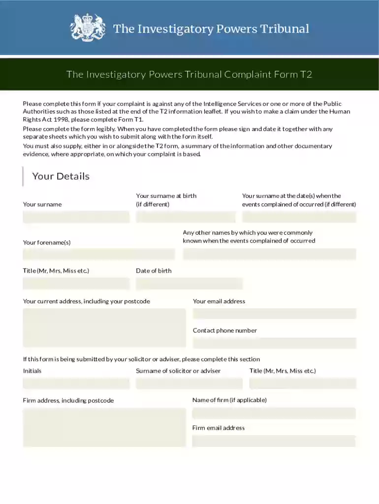 Complaint Form T2 here Preview on Page 1