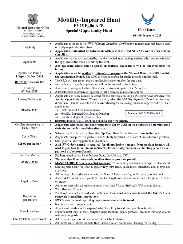 Mobility-impaired Hunt Application Preview on Page 1