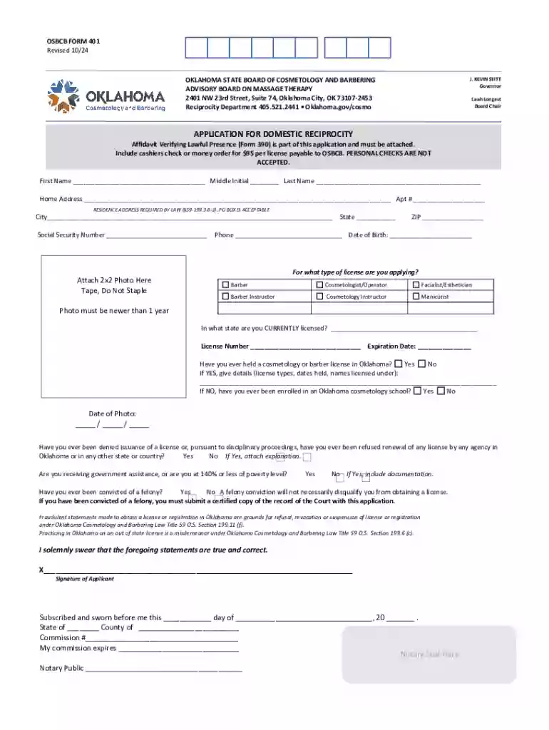 Osbcb Form 401 Preview on Page 1