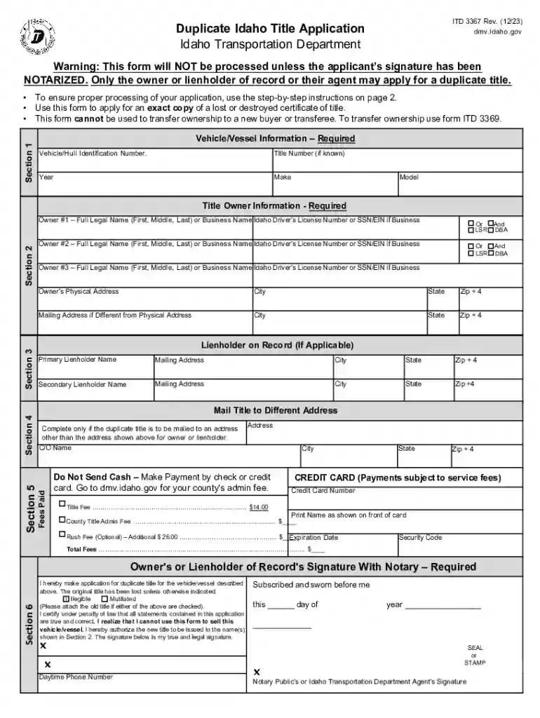idaho title application Preview on Page 1